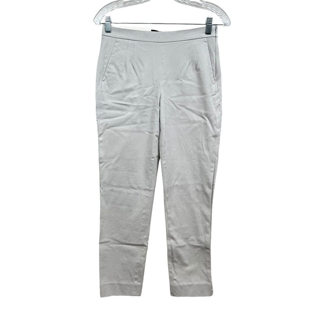 J. Crew Womens Crop Pants Martie Stretch Slim Leg Flat Front Side Zip Gray Sz 0*